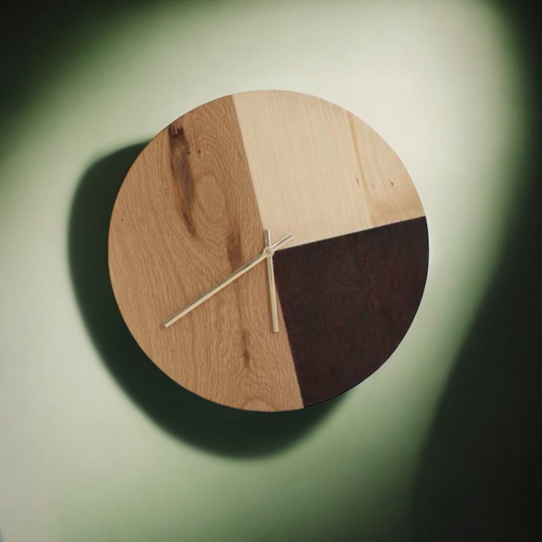 Natural Three-Tone Wood Wall Clock – Rustic Beauty in Time